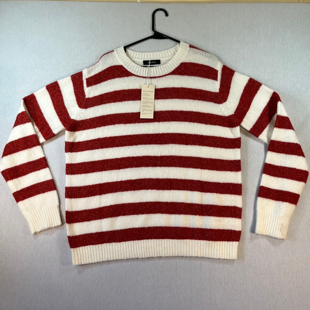 NEW Dokotoo Sweater Women XL Wool Blend Super Soft Cozy Red White Striped NWT